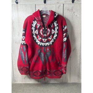 Artesanias Tuntaquimba Aztec Dream Catcher Wool Hooded Jacket Sweater Sz Medium